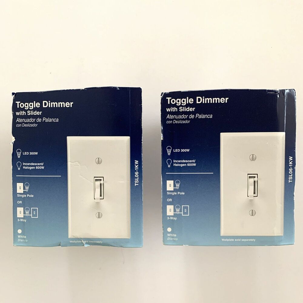 2 pk Leviton TSL06-1KW Toggle Dimmer Switch w/Slider LED 300W White New